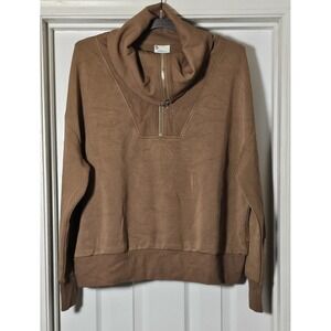Varley Double Soft Catherine Half Zip Sweatshirt Size Large Brown New